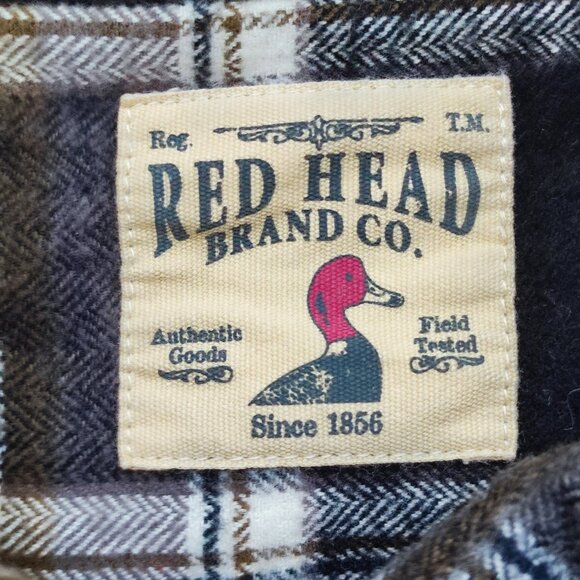 Red Head casual button down flannel shirt brown grey plaid men's size 2XLT - Picture 5 of 10